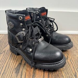 Vintage Harley Davidson black lace up chunky boots size 6
